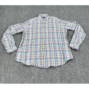 Ralph Lauren Shirt Mens XL Linen Multicolor Plaid Classic Fit Long Sleeve Casual